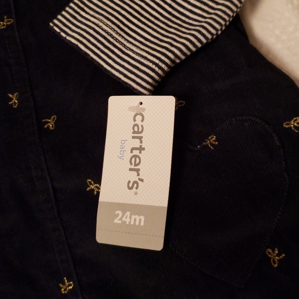 Carter's Baby Girl Navy Blue Jumper with Tights - Picture 2 of 6